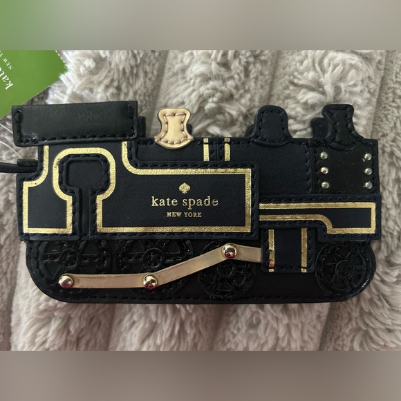 kate spade Handbags - Kate Spade New York Novelty Train Coin Purse Zip Pouch NWT Black Gold